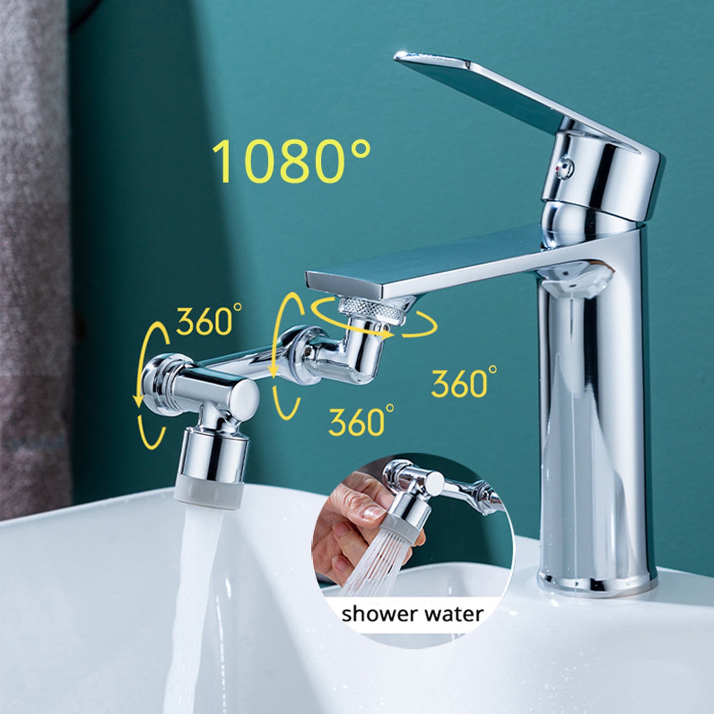 Faucet Extender Universal Swivel Splash Resistant Shower